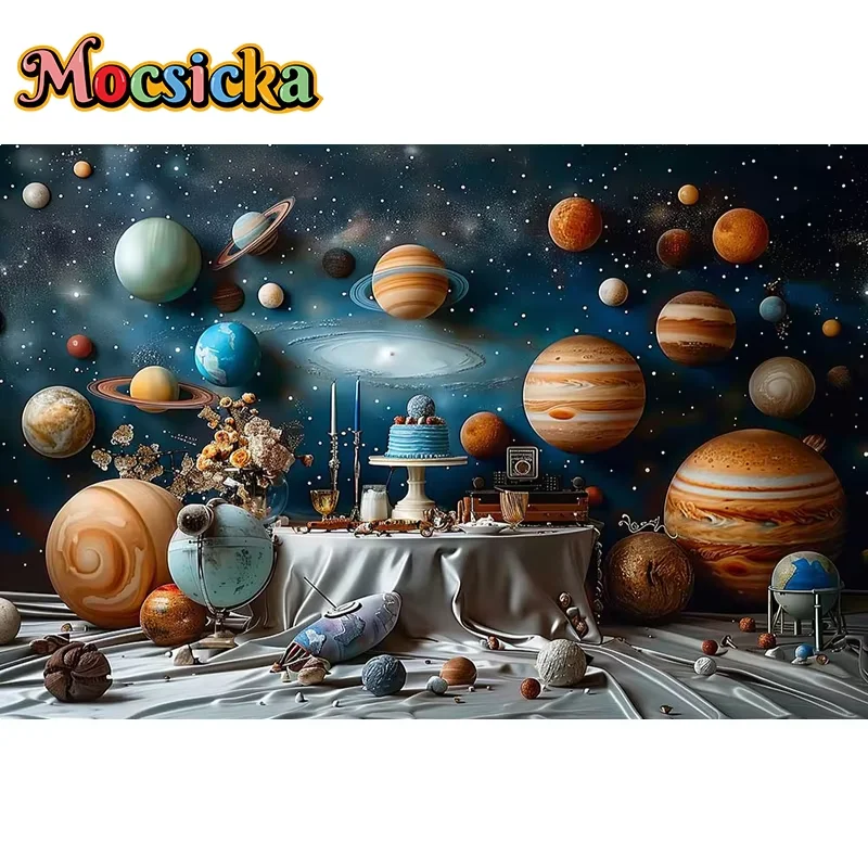 

Mocsicka Photography Background Cosmic Space Travel Planet Decor Cake Smash Kids Birthday Party Portrait Backdrop Photo Studio