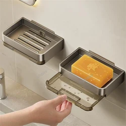 Soap Holder Carbon Steel Drill Free Soap Dish Holder Wall Mounted Storage Rack Holder Hollow Type Soap Sponge Dish For Bathroom