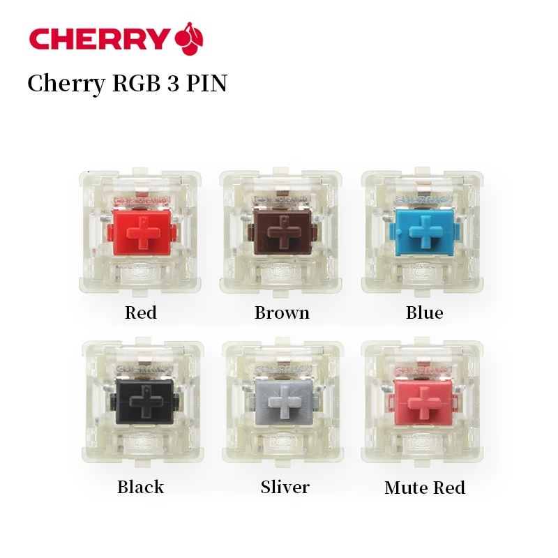Original Cherry MX Switches RGB 3pin SMD Brown Red Blue Mute Red Black Mechanical Keyboard Switches Cherry Clear RGB Switch