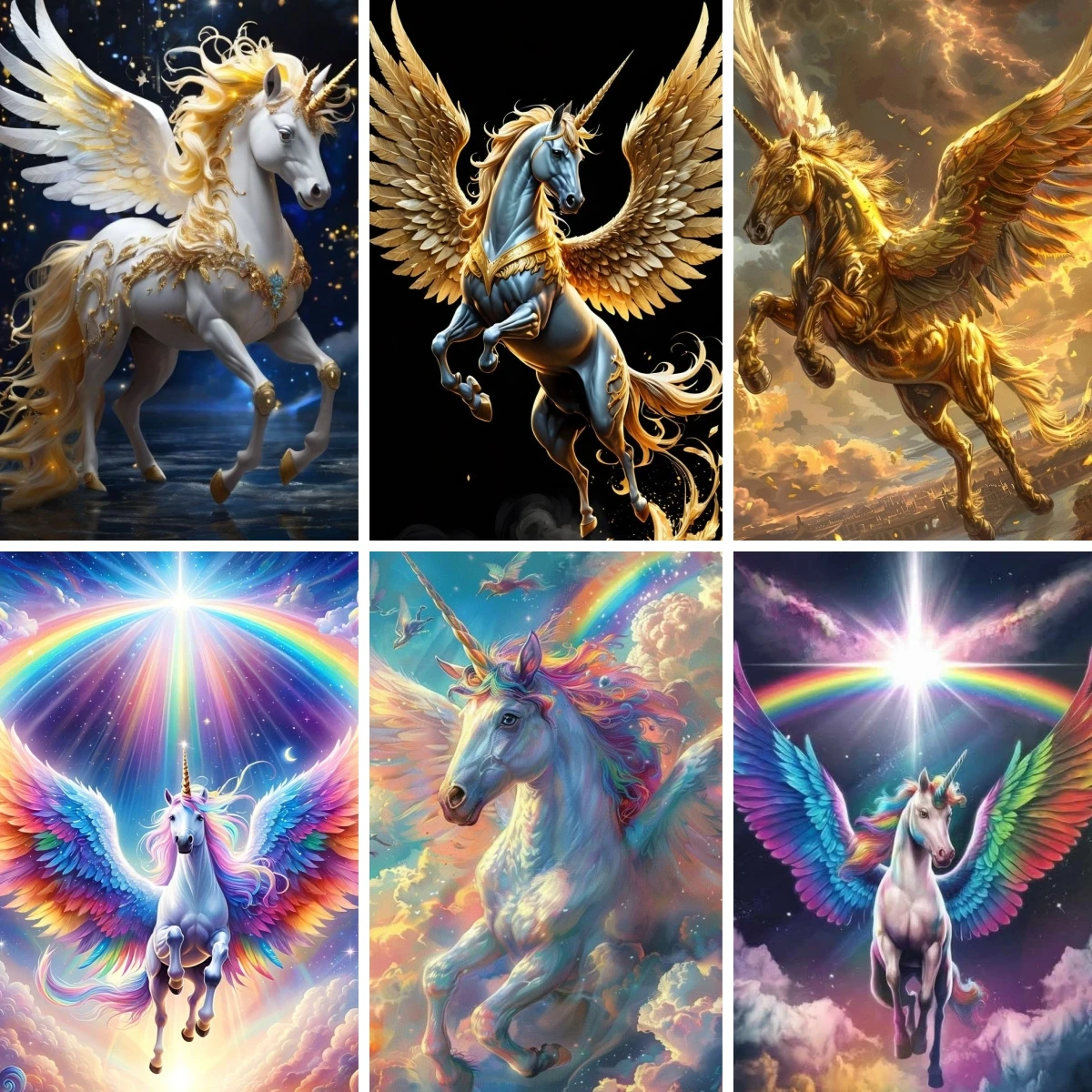 

Diamond Painting Kits Full Drill Flying Alicorn Mythical Fantasy Creature Diamond Art Kits for Adults Nursery Kids Room Decor