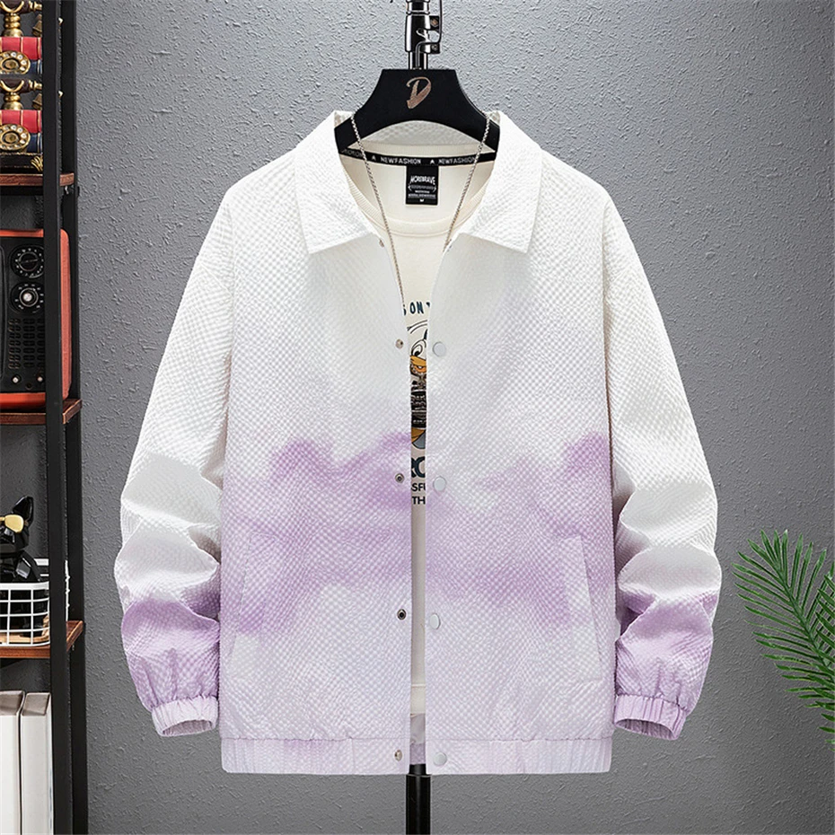 Tie Dye Jacket Men Hooded Waterproof Windbreaker Plus Size 9XL Fashion Casual Gradient Camping Jacket Male Big Size 9XL