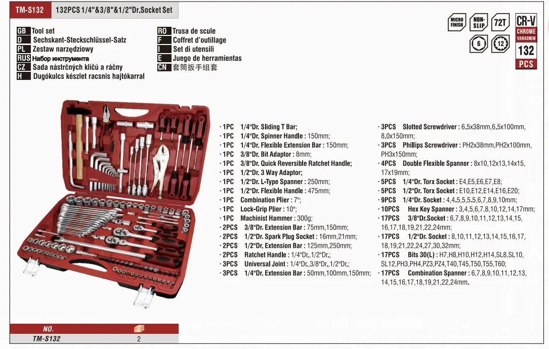 TM-S132   132pcs 1/4