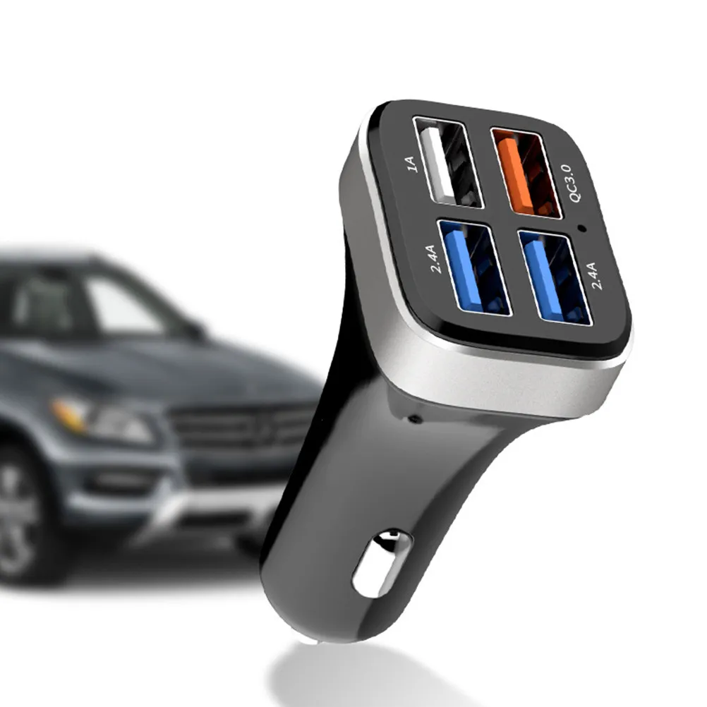 

1 шт. USB-адаптер для быстрой зарядки с двумя портами USB, профессиональный 4-портовый автомобильный адаптер с вольтметром и защитой от перенапряжения для фургонов и легковых автомобилей