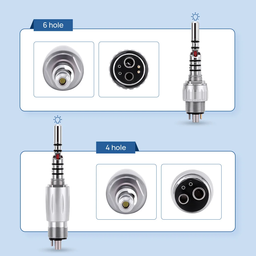 Dental LED Fiber Optic High Speed Handpiece Quick Coupling 4Holes / 6Holes Fit For Kavo