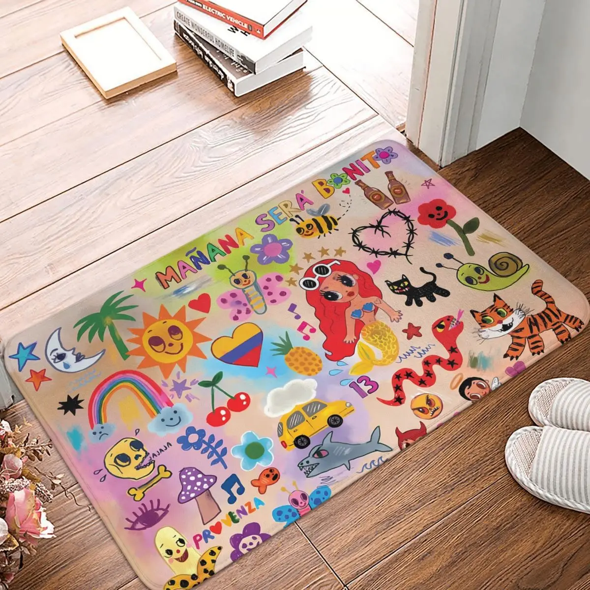 K-Karol G Pop Singer Foot Mat for Shower Home Decor Cartoon Bichota Bath Mat Quick-Drying Bathroom Rug Soft Non Slip Toilet Mat