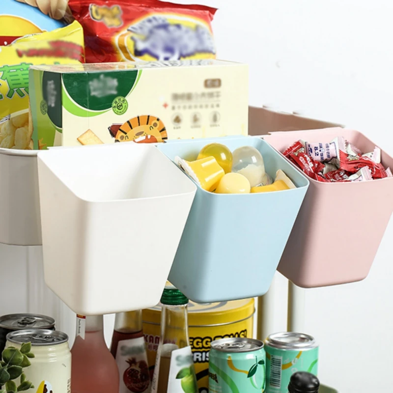 Trolley Hanging Storage Buckets Portable Bedside Hanging Basket Plastic Household Back-mounted Kitchen Hanging Storage Basket