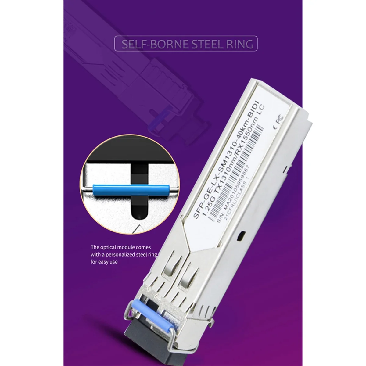 1Pair Gigabit Fiber SFP Module 1.25G Single Mode 40km LC 1310nm/1550nm Compatible with Multiple Types of Switches