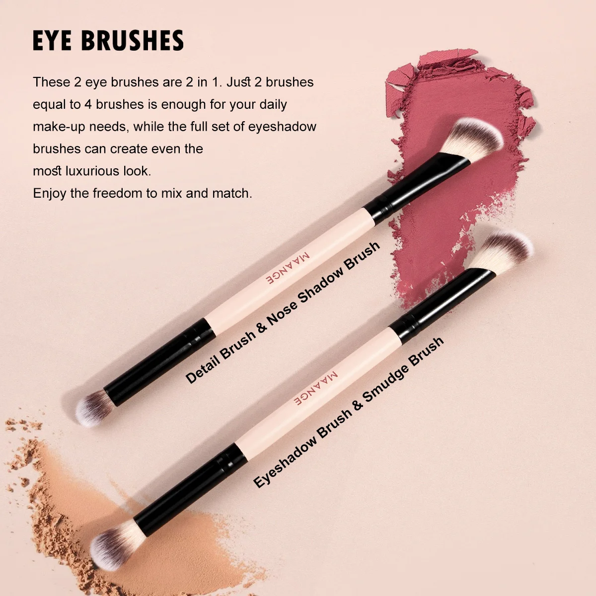 Maange fundação esconder sombra escova conjunto 4 pçs ângulo duplo-ended kabuki escovas para creme líquido polimento mistura rosto