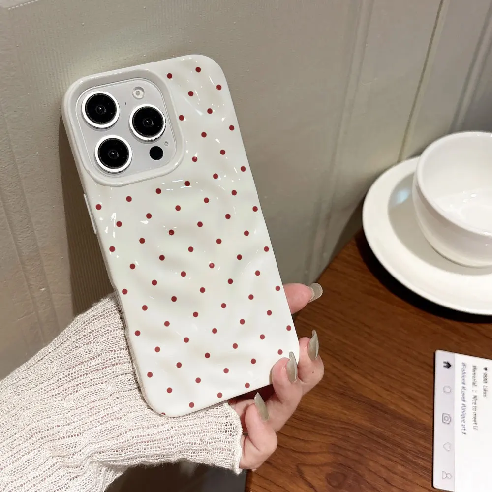 Koreanische Einfache Einfarbige Polka-Dot-Handyhülle für iPhone 17 Air 16 15 14 13 Plus 12 11 17 Pro Max Stoßfeste Schutzhülle – Detail 5