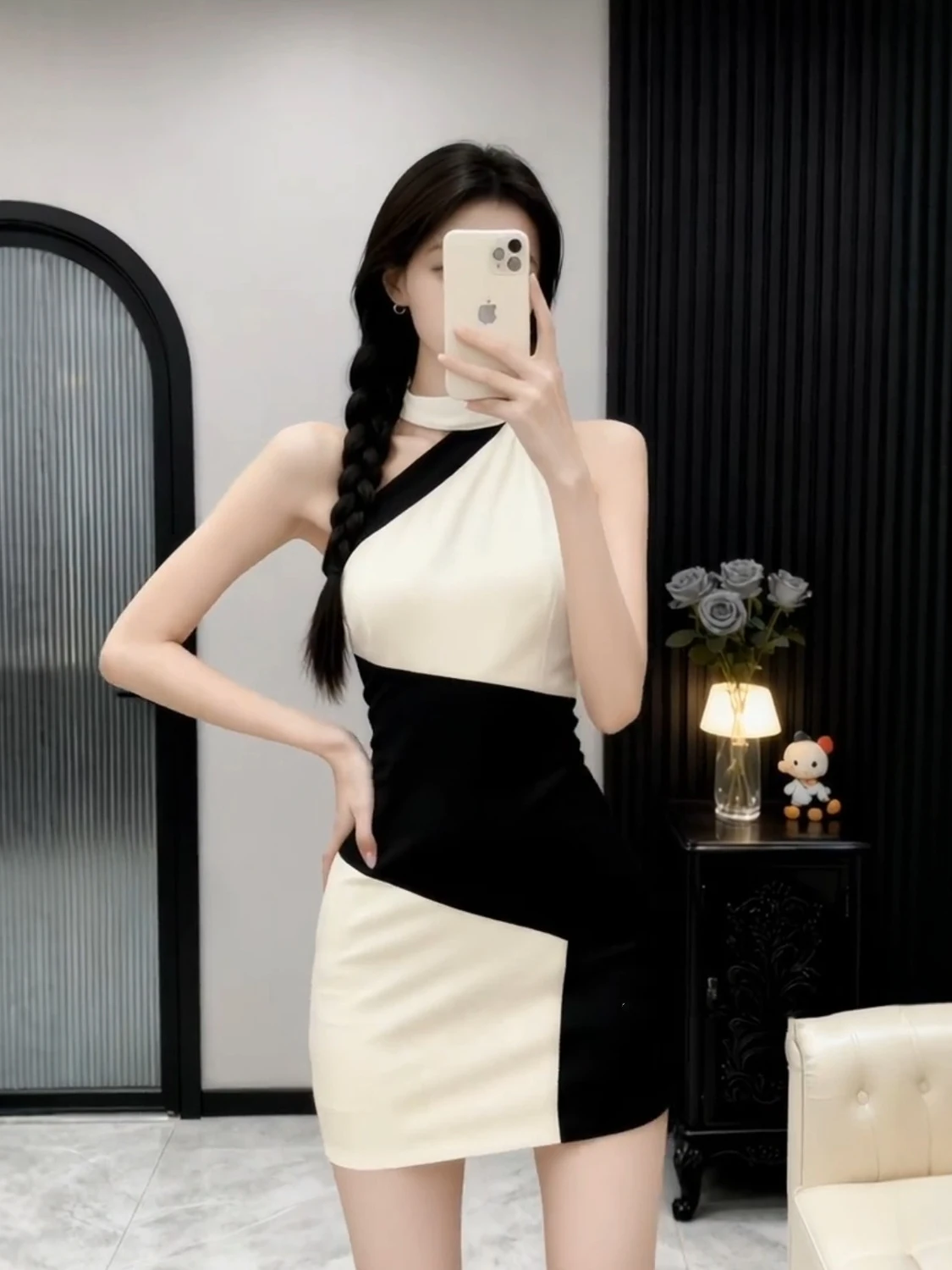 

Color Blo Design Sensual oulder Bared Slim Fit ort Dr Birthday Par Wear Polyester Fiber mid Stretch Spring Autumn