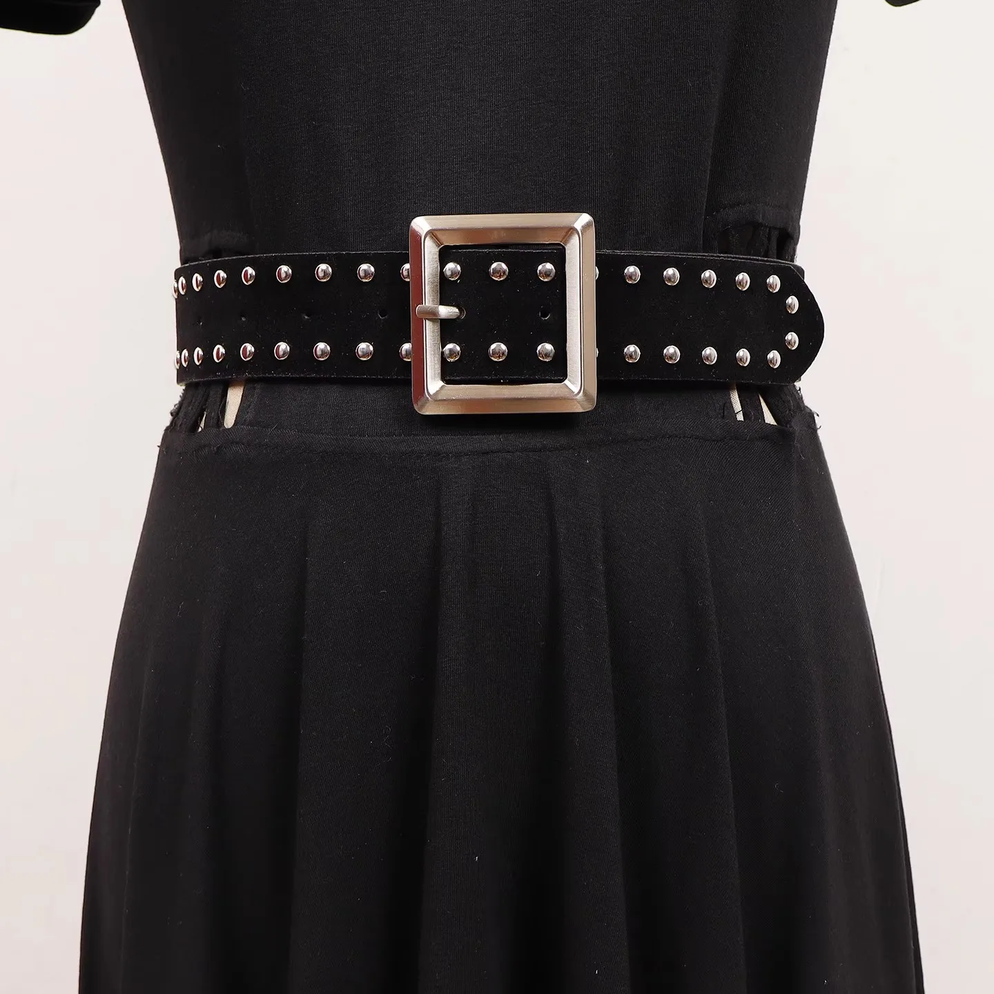 인조 스웨이드 리벳 벨트 여성 빈티지 펑크 허리띠 여성 드레스 코르셋 허리띠 벨트 장식 와이드 벨트 R2483