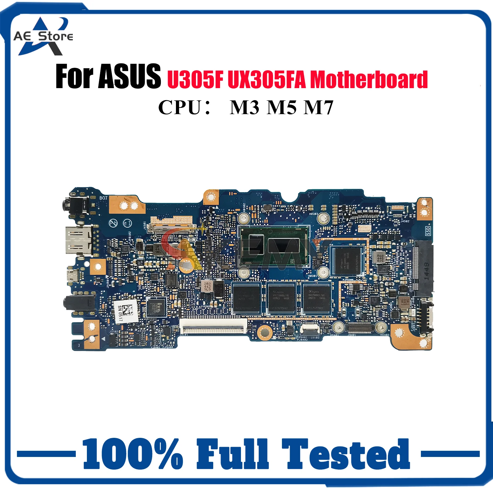 

UX305FA Материнская плата для ноутбука ASUS ZenBook U305F UX305F UX305FA Материнская плата для ноутбука с процессором M3 M5 M7 100% тестирование ОК быстрая доставка