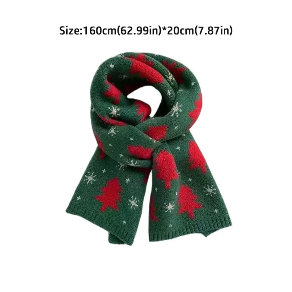 Casual Weihnachten Baum Jacquard Weihnachten Frauen Schal Santa Claus Warm Halten Gestrickte Schal Winter Gestrickte Schals Liebhaber Geschenk