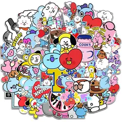 Autocollants Étanches à Motif de Dessin Animé, Adhésifs Kawaii pour Bagages, Voiture, Réfrigérateur, Casque, Mignon, Nouveau, BT21, 50 Pièces/Ensemble