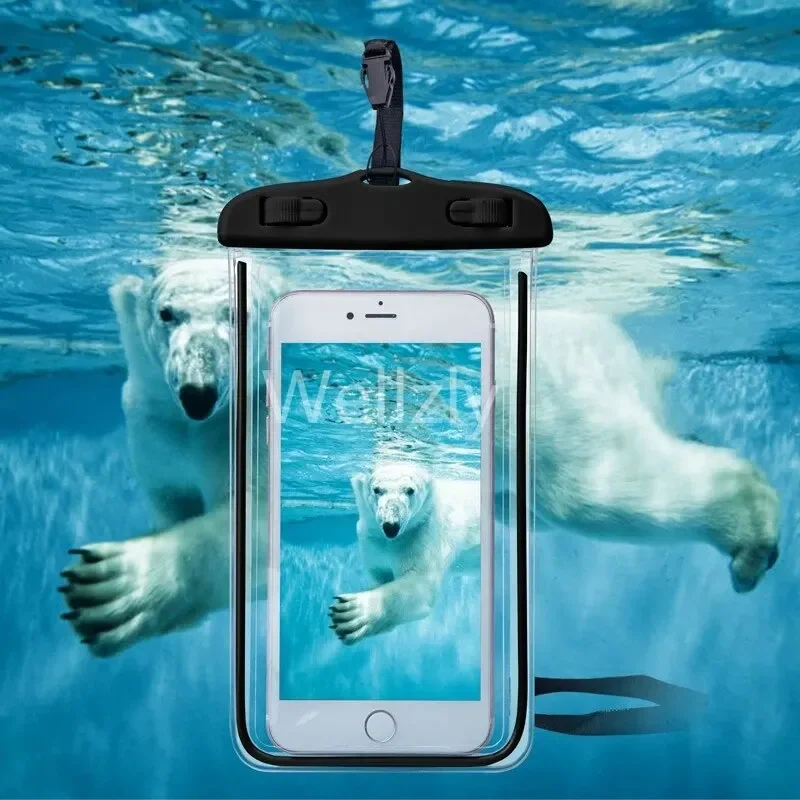 جراب هاتف مقاوم للماء، حقيبة مقاومة للماء للسباحة، غطاء حماية عالمي تحت الماء لهاتف iPhone Samsung أقل من 6.7 بوصة