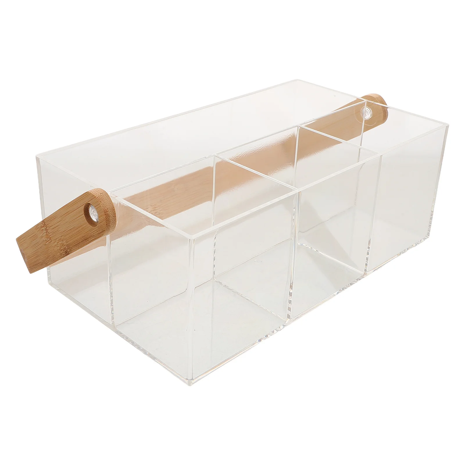 

Clear Acrylic Cutlery Box Bamboo Handle Multi-Purpose Organizer for Kitchen Dining Picnic Silverware Storage Picnic Organizer