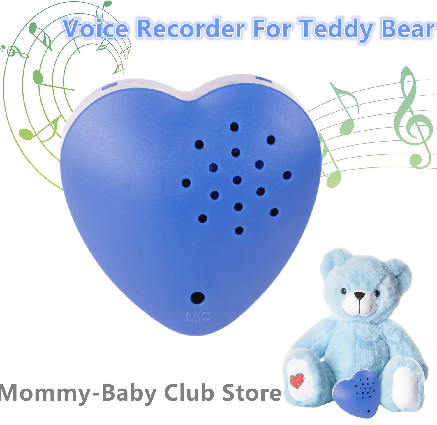 

Boy Heart Shaped Voice Recorder Programmable Sound Button 30 Seconds Recording Mini Recorder For Plush Toy Stuffed Animals Doll