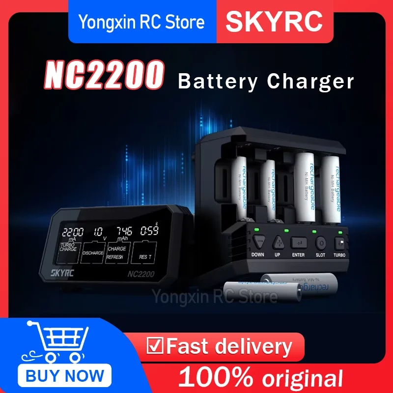 

Зарядное устройство SKYRC NC2200 с четырьмя каналами и управлением через мобильное приложение для RC FPV гоночных дронов, никель-металлических аккумуляторов AA/AAA