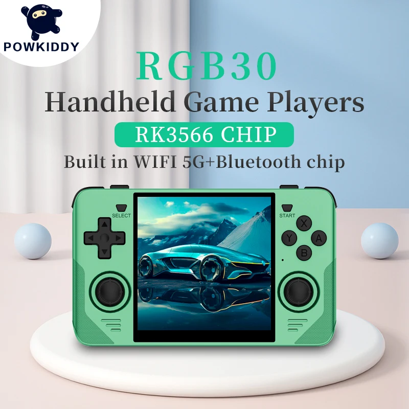 

POWKIDDY New RGB30 Retro Handheld Console JELOS Syestem Portable Video Game Players Built-in WIFI RK3566 PROCESSOR 3D Joystick