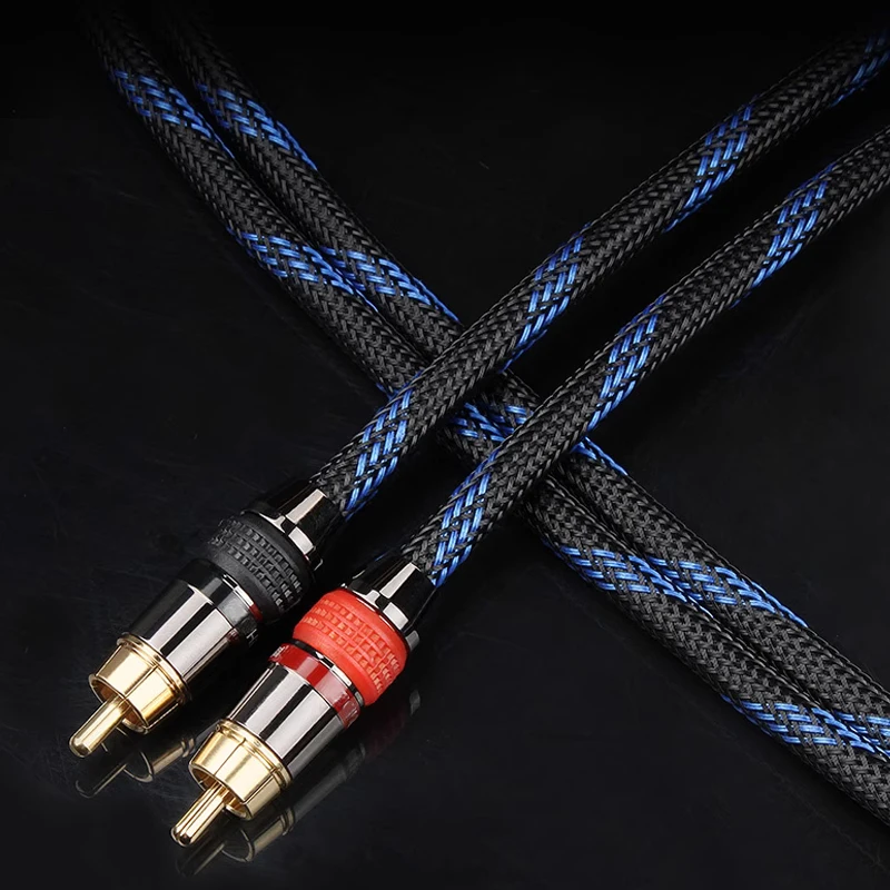 Cable De Audio RCA Estéreo 6N OFC Macho a Macho Cable De Audio 2RCA a 2RCA Con Conector Chapado En Oro Para Amplificador De CD