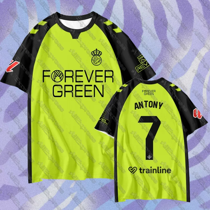 24-25 رويال بيتيس جيرسي أنتوني ملابس كرة القدم لاعب نسخة التجفيف السريع قصيرة الأكمام تي شيرت الرجال والنساء نصف كم