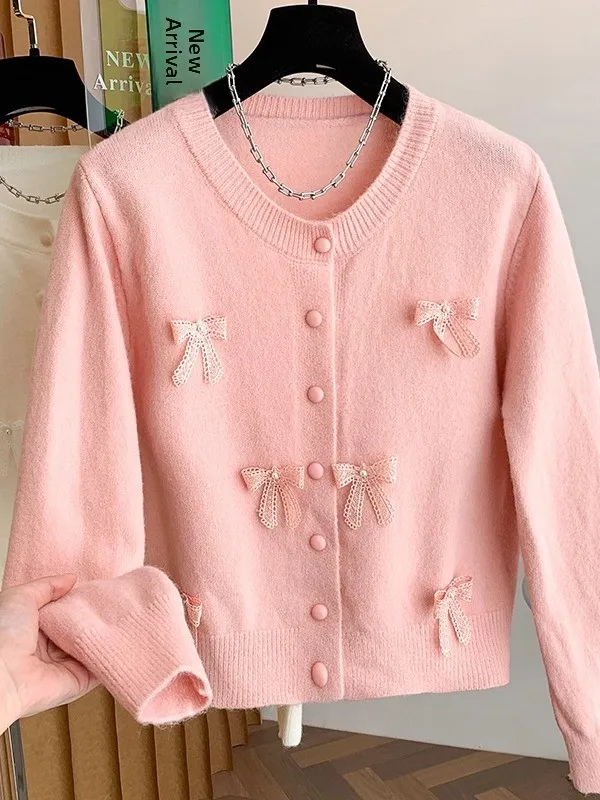 

Корейский милый антивозрастной вязаный свитер с узлом, женская осенне-зимняя свободная утягивающая верхняя одежда, красивый топ