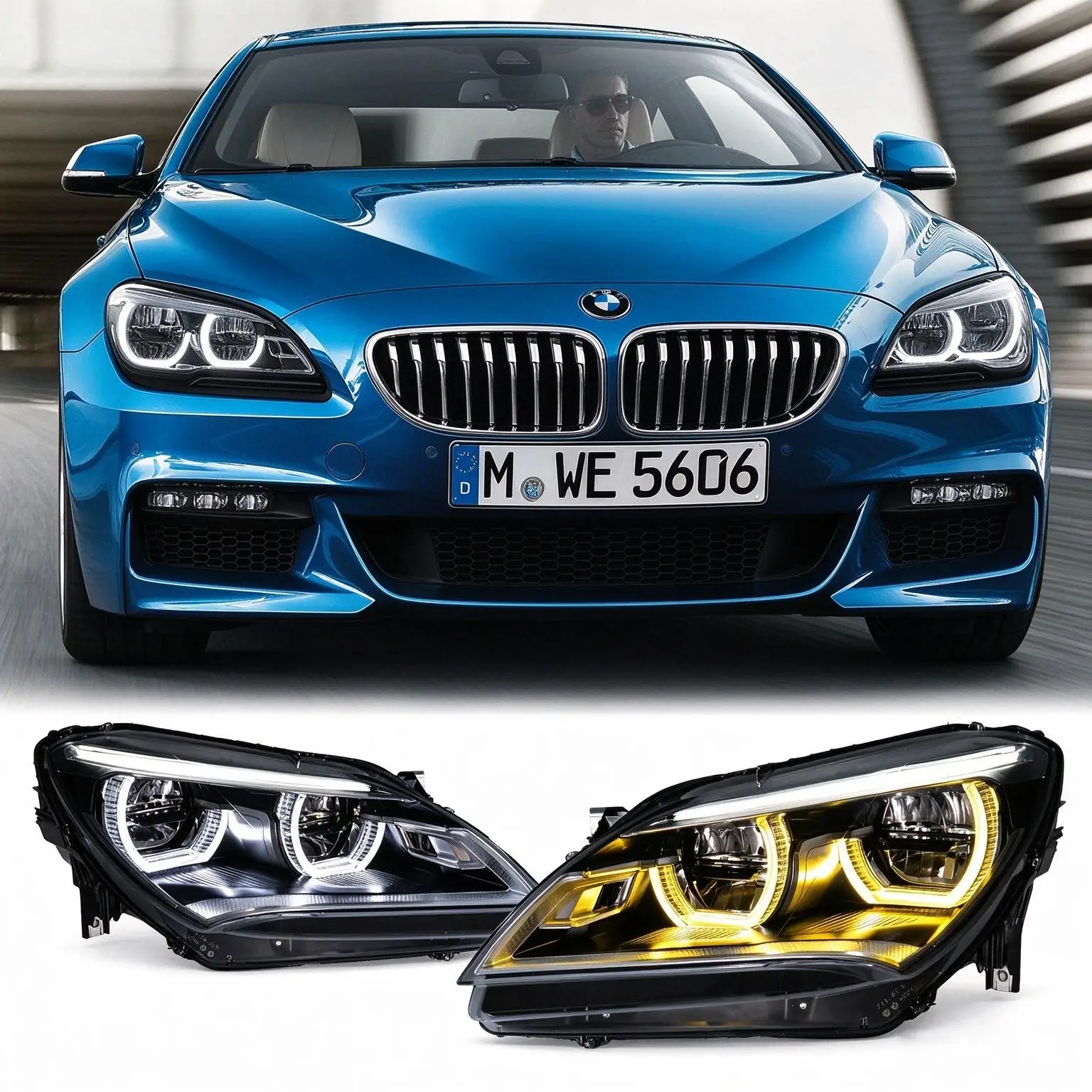 Car Styling Headlights for BMW 6 Series F06 2011-2013 Dual Color Angel Eye LED Headlamp Variable DRL High Brightness