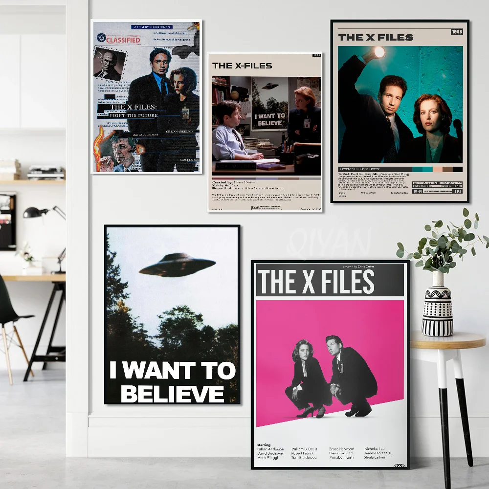 I WANT TO BELIEVE - The X Files Poster Self-adhesive Art Waterproof Paper Sticker Coffee House Bar Room Wall Decor