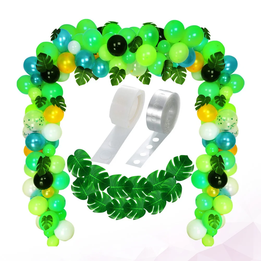 

142pcs in 1 Set Jungle Theme Latex Balloons Ornaments Set Monstera Balloon Chain Kids Birthday Summer Party Supplies Layout