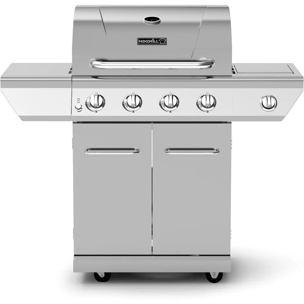 

4-Burner Stainless Steel Propane Grill with Side Burner, 60,000 BTUs, 626 sq. in. Cooking Area, Ideal for Outdoor Grilling and P