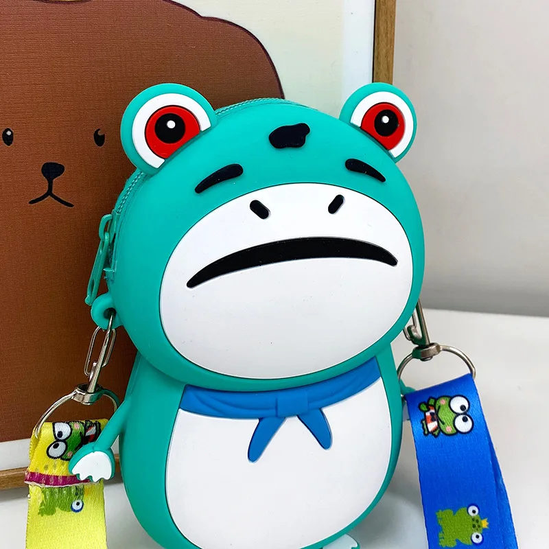 Children\'S Mini Crossbody Bag   Girl Funny Frog Bag  Shoulder Bag Cute Silicone Storage Bag Frog Coin Purse Casual Messenger Bag