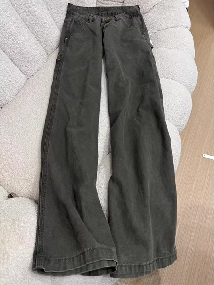 American Retro Waed Large Size Workwear Jeans Loose Slimming Casual Versatile Micro Flared Pants for Men And Women