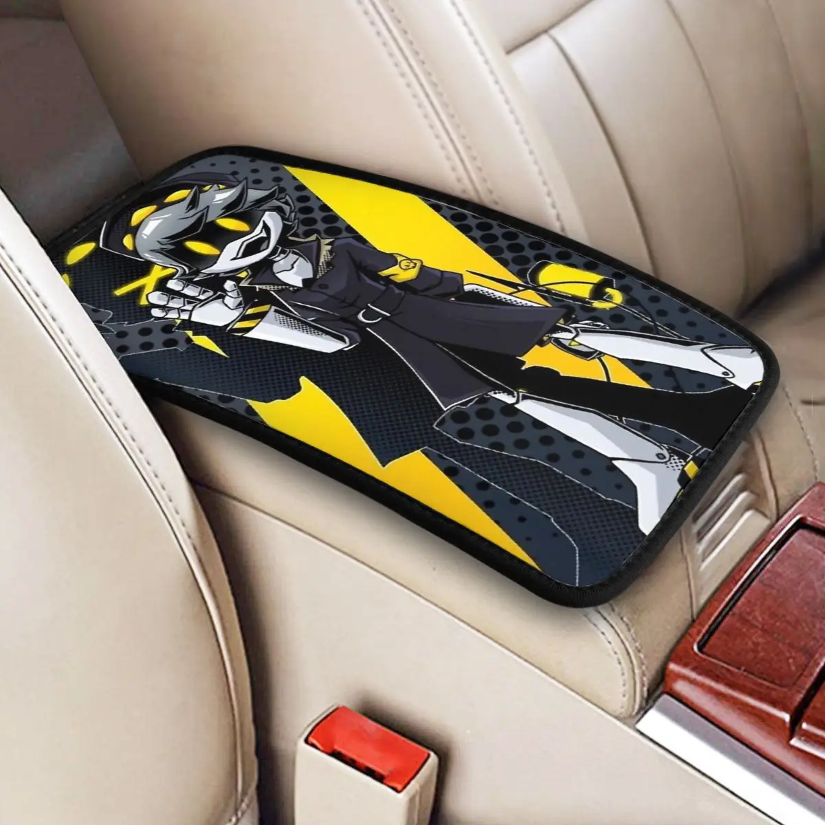 32x19cm Car Armrest Cover Mat Leather Murder Drones N Center Console Cover Pad Uzi Doorman Horror Auto Interior