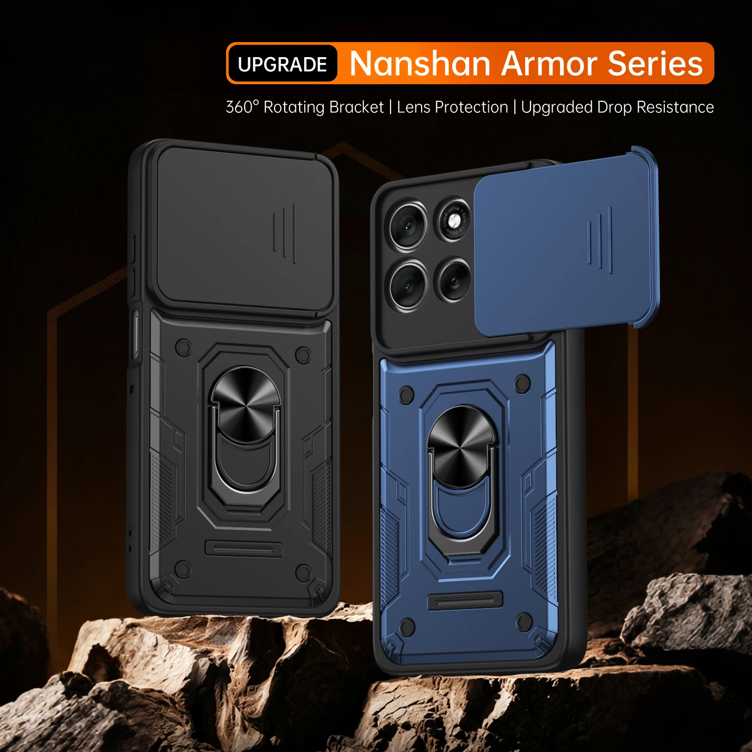 Stoßfeste magnetische Schutzhülle mit Kameraständer und Schiebeverschluss für Motorola G56 G85 G96 G67 G86 Power EDGE 60 70 PRO FUSION ULTRA – Detail 1