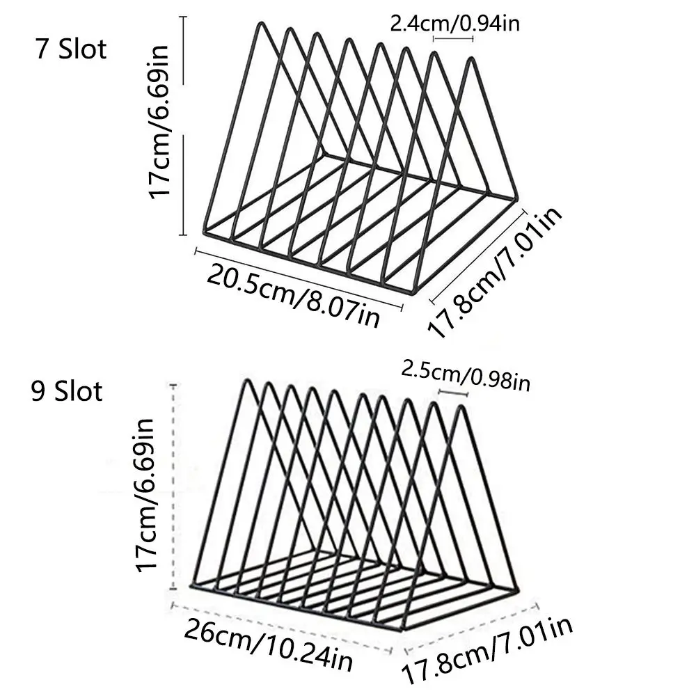 Simples 7/9 slot triângulo organizadores de mesa metal vertical armazenamento exibição estante durável resistente arquivo classificador rack jornais