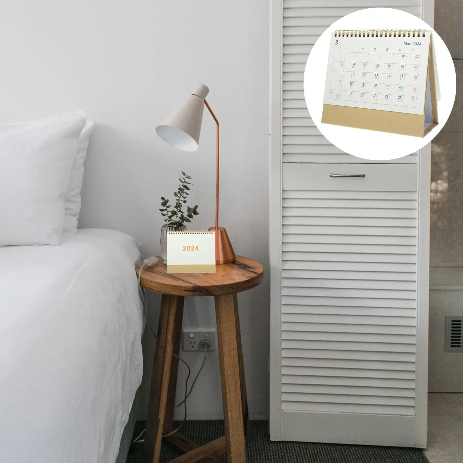 

Spiral Binding Desk Calendar Paper Standing Monthly Calendar for Office Study Home Decorative Desktop Decoration Business
