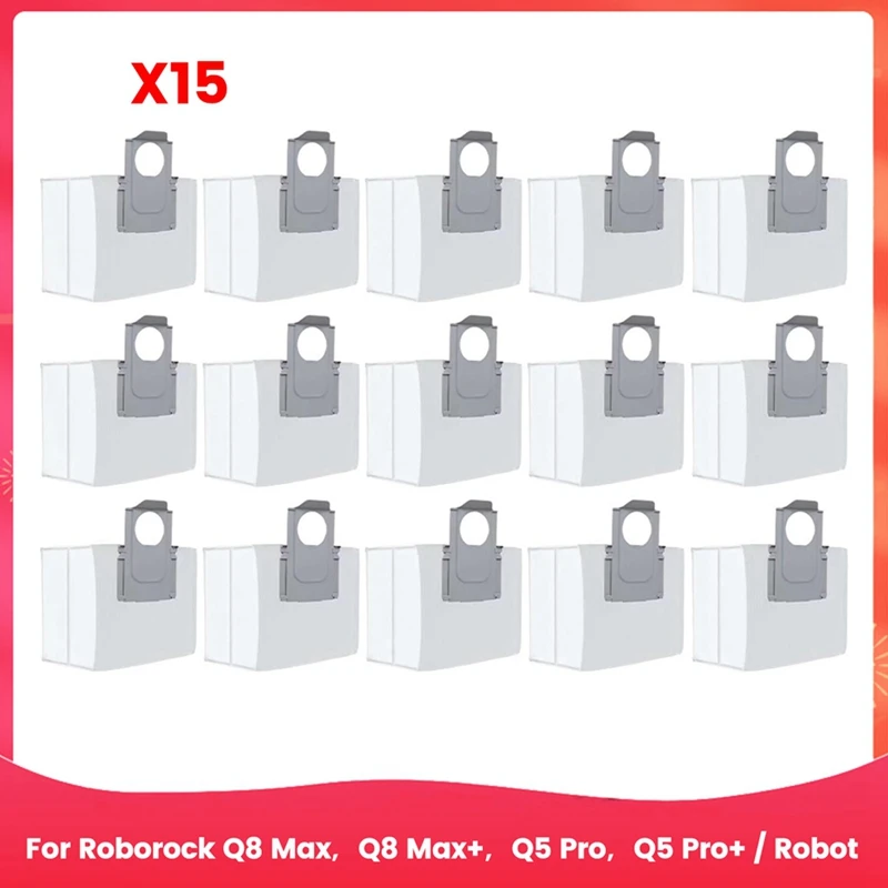 

15PCS Dust Bags For Roborock Q8 Max, Q8 Max+, Q5 Pro, Q5 Pro+ Robot Vacuum Cleaner Accessories