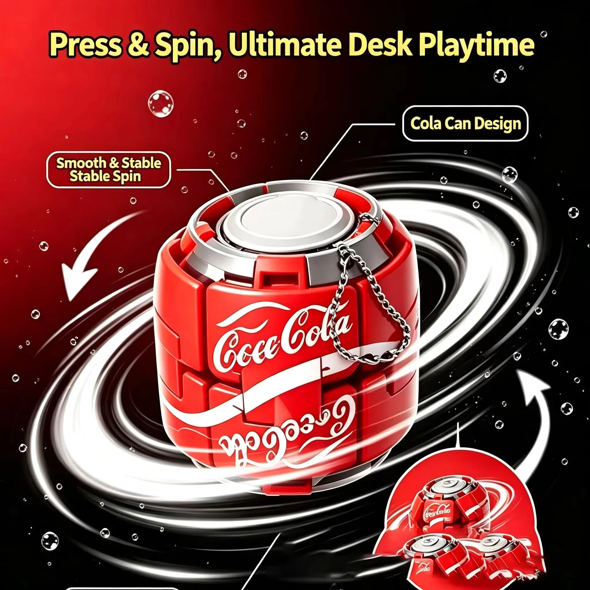 Soda Can Fidget Toy Transforming Spinner Keychain One Press Shape Change Portable Desk Travel Novelty Toy For Fidget Toy Lovers