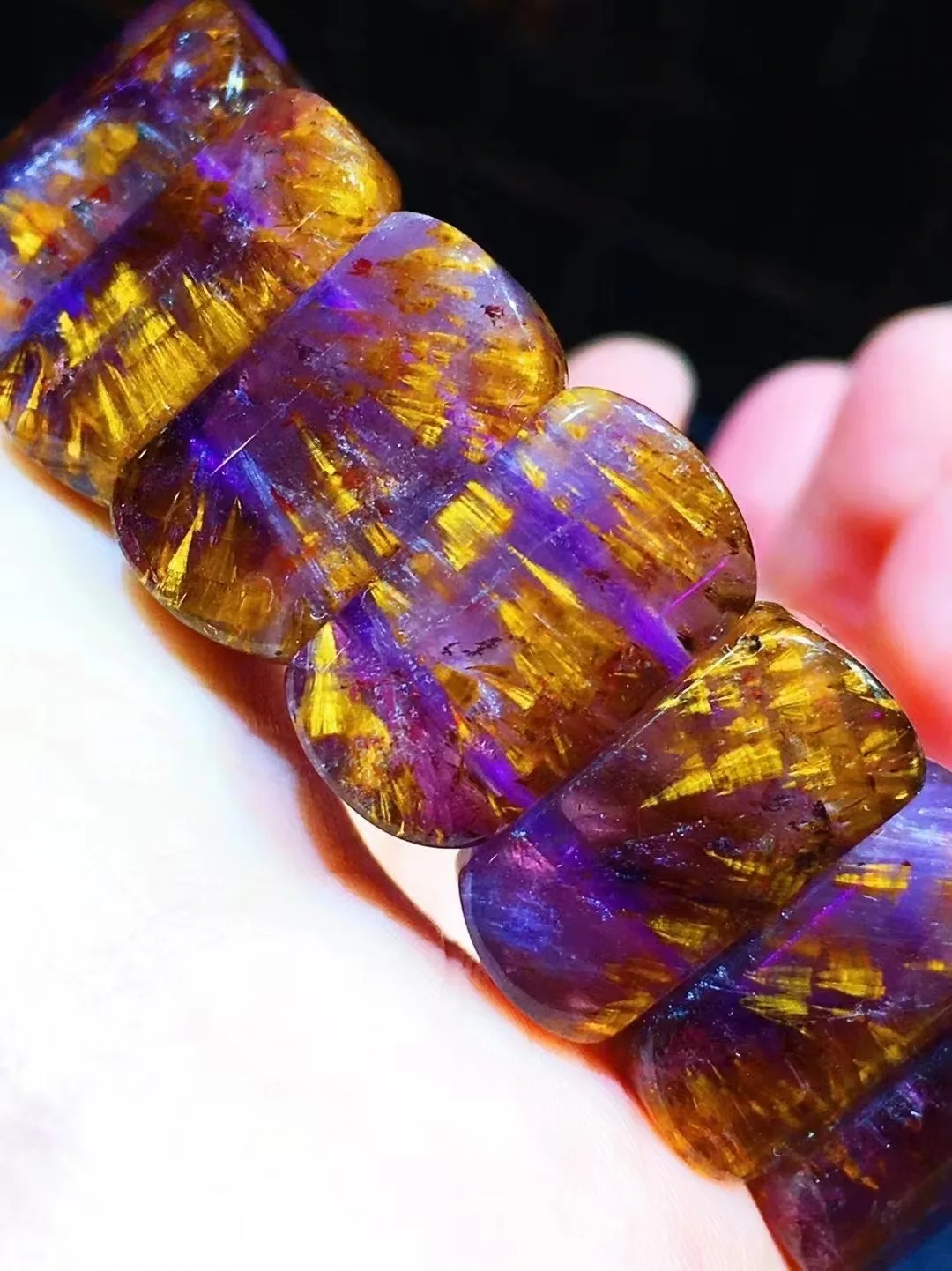 

Natural Cacoxenite Purple Auralite 23 Clear Beads Bracelet 18.6x10x6.4mm Cat Eye Women Men Cat Eye Canada Stretch Jewelry AAAAA