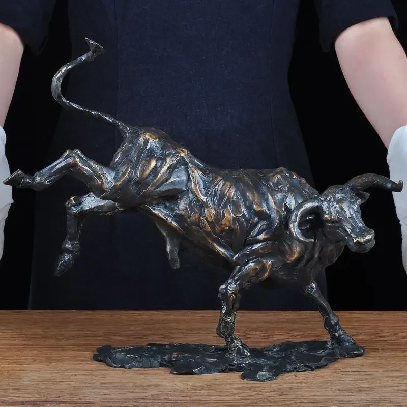 Toro de cobre, adornos, latón, toro del zodiaco, artesanías, decoraciones de escritorio de oficina