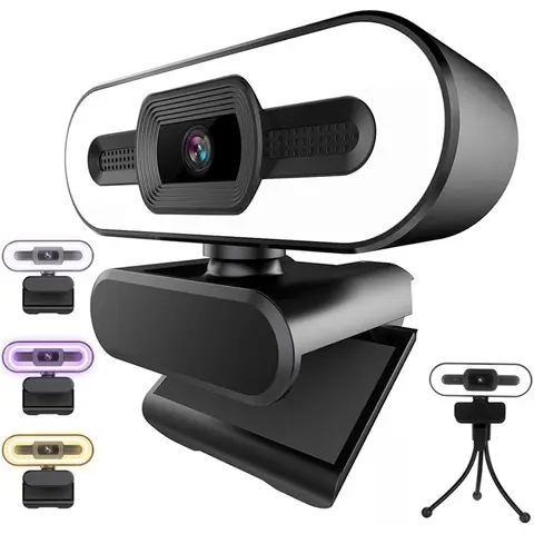 1080P 2K 웹캠 FHD 웹 카메라 연구 채팅 작업 PC 노트북 데스크탑 USB 마이크 포함 Youtube Face Tiktok Live 용 웹 카메라