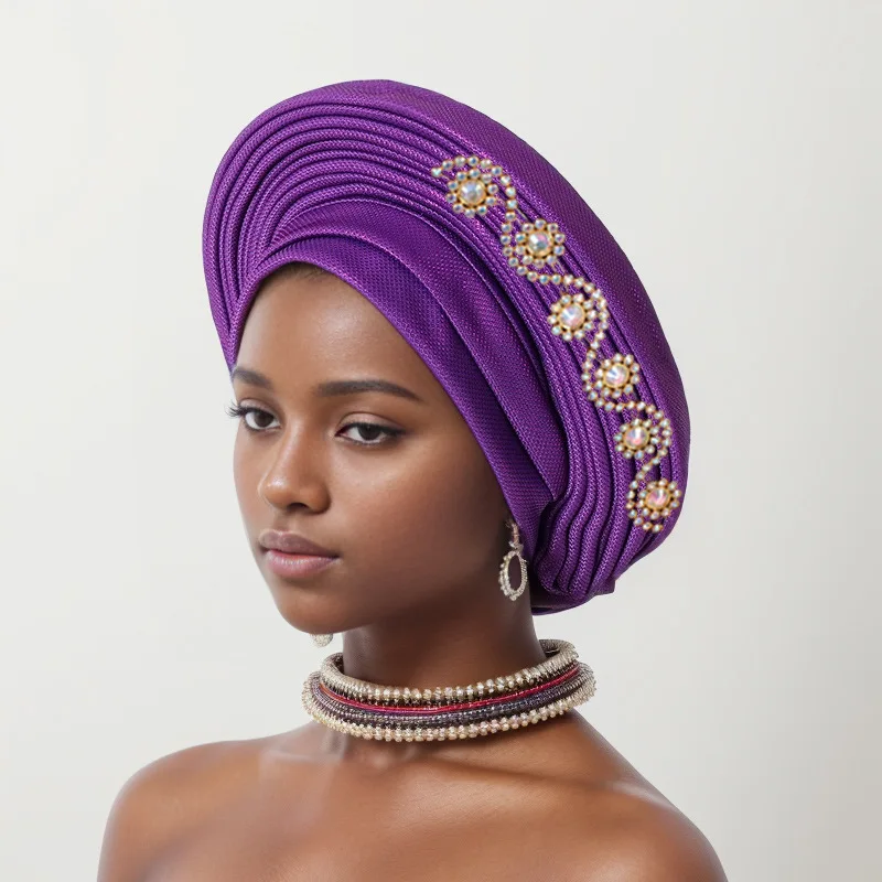 Nigeria Headtie Wedding Party Head Ties Female Head Wraps Already Made Autogele NEW African Auto Gele Women's Turban Cap