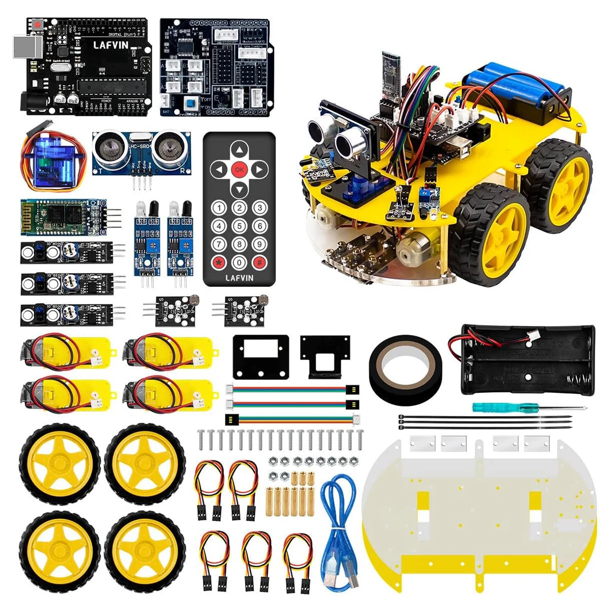 LAFVIN 4WD Kit de carro robô inteligente atualizado V2.0 para