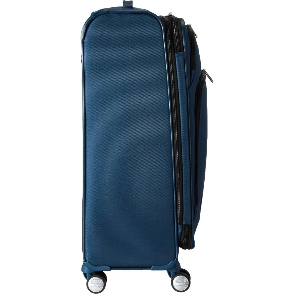 Samsonite Solyte DLX Softside Expandable Luggage with Spinner Wheels, Mediterranean Blue, Checked-Medium 25-Inch