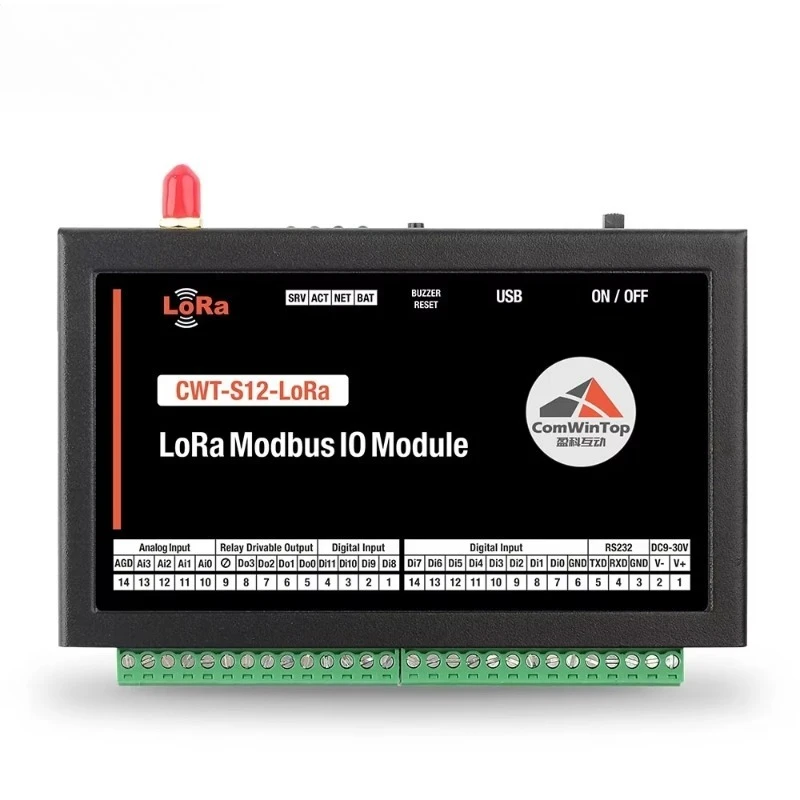 

CWT-S12-LoRa 12Di+4Do+4Ai Wireless 433M LoRa Modbus IO Module Modbus RTU