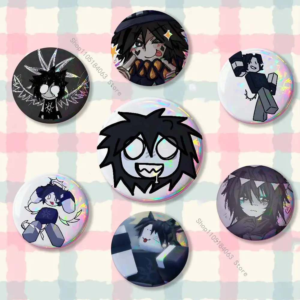 

T-Two T-Time Reflective Pin Tinplate Round Brooch Cartoon Cosplay Badges for Bag Hat Toys Gifts