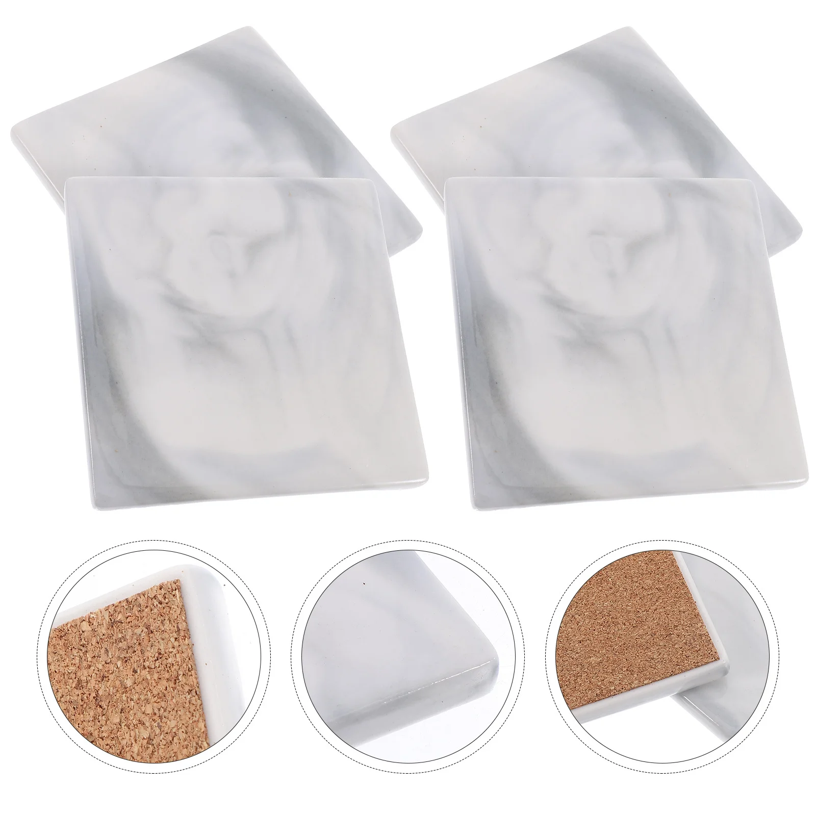 

4Pcs Ceramic Coasters Marble Pattern Square Sturdy Coasters for Drinks Coffee Table Dining Room Office Decorative Cup Mats