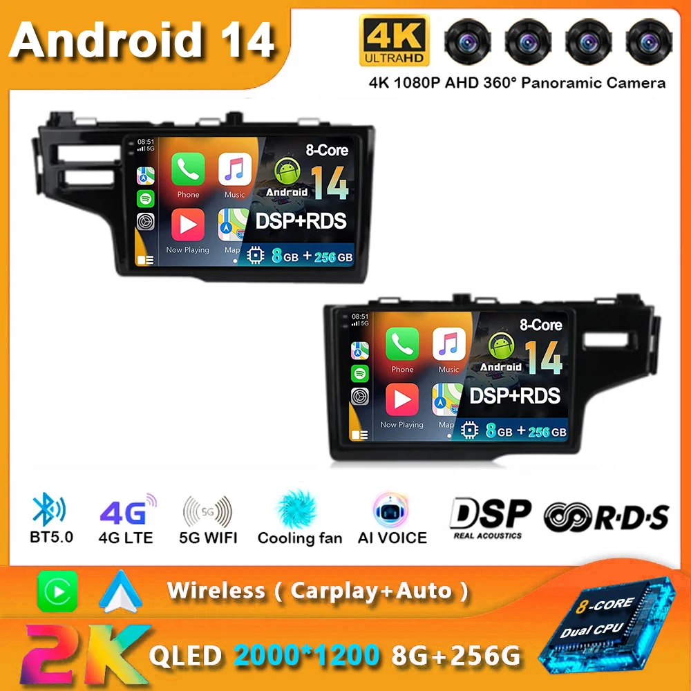 

Android 14 Carplay Car Radio For Honda Jazz 3 2015 - 2020 Fit 3 GP GK 2013-2020 Navigation GPS Multimedia Player wifi+4G Stereo