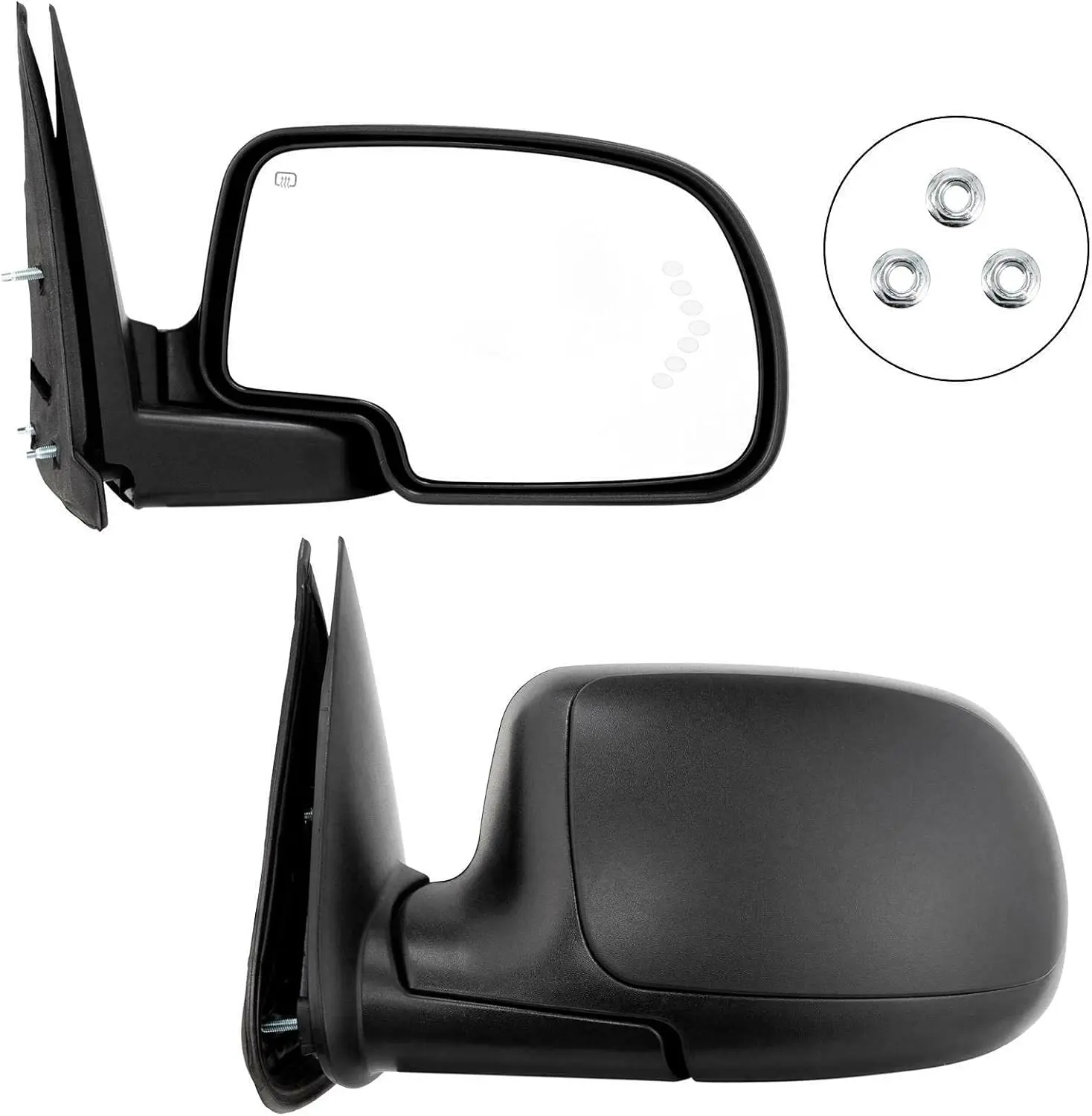 Vehicle Side View Mirrors for 2003-2007 Full-Size Trucks, Plastic, Black, Compatible Design