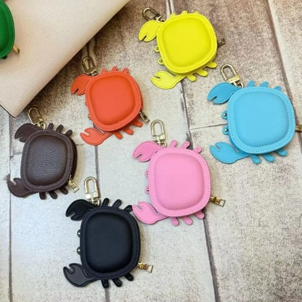 Creative Cartoon Crab Coin Purse Keychain Zipper Small Purse Crab PU Leather Pendant Backpack Hanger Cute Earphone Bag Outdoor